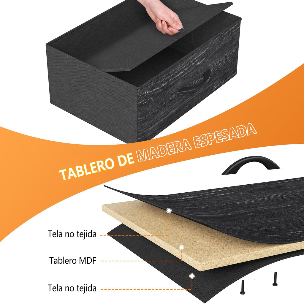 Bedroom Dresser with 13 Drawers, Long Dresser with Wooden Top and Chest of Drawers, Large Bedroom Dresser, Sturdy Metal Frame (Black)