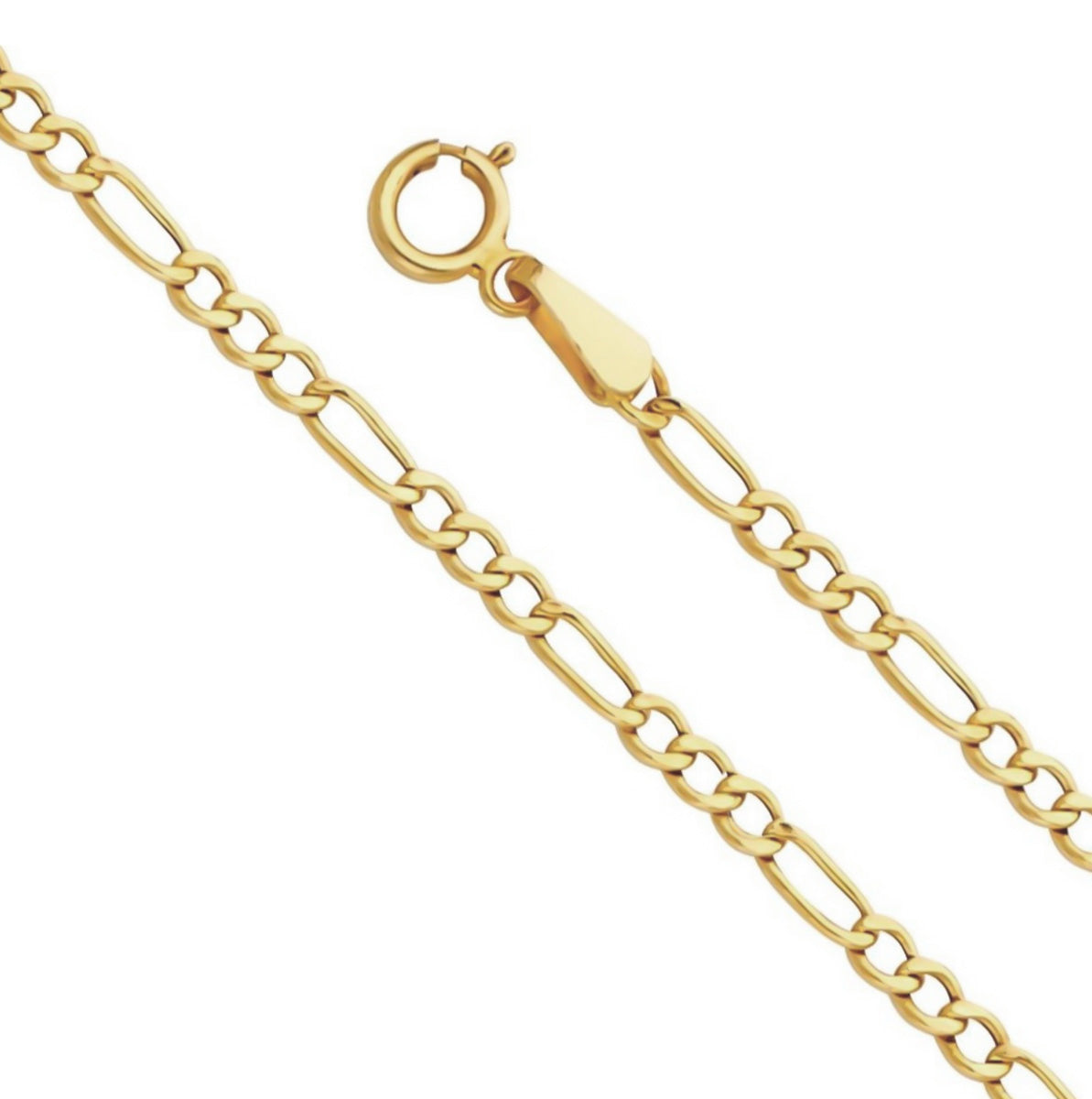 Solid Italian Figaro Chain, 10 Carat Gold, 2.6 mm, 55 cm