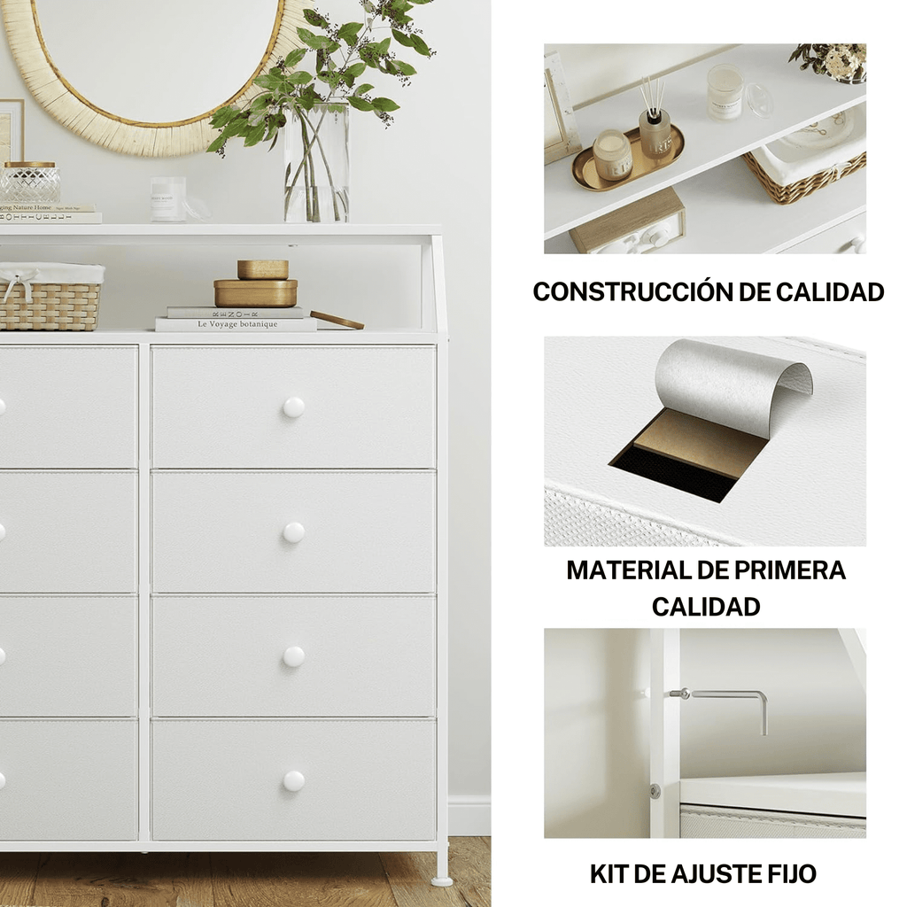 Organizador de Almacenamiento FABATO con Marco de Acero 8 Cajones 29 x 95 x 106 cm