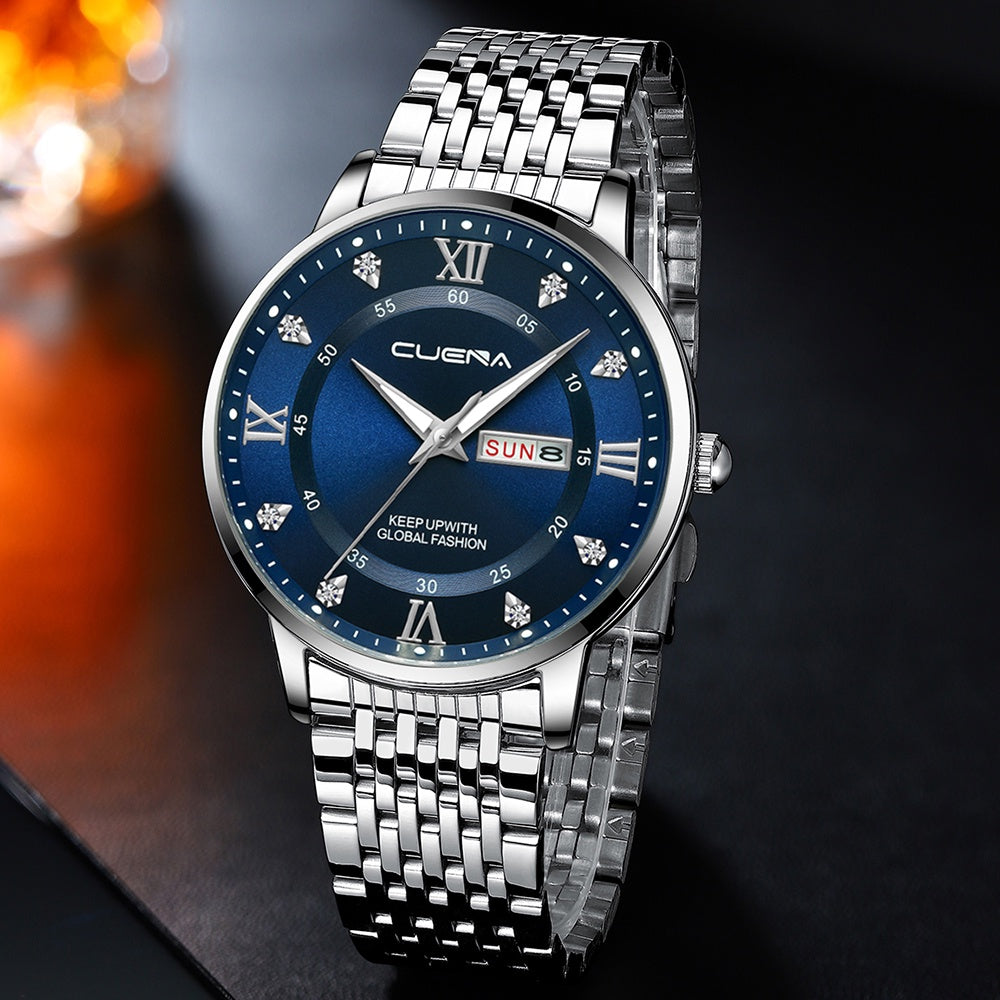 CUENA Men's Watches Original Brand Fashion Luxury Casual Business Stainless Steel 6008