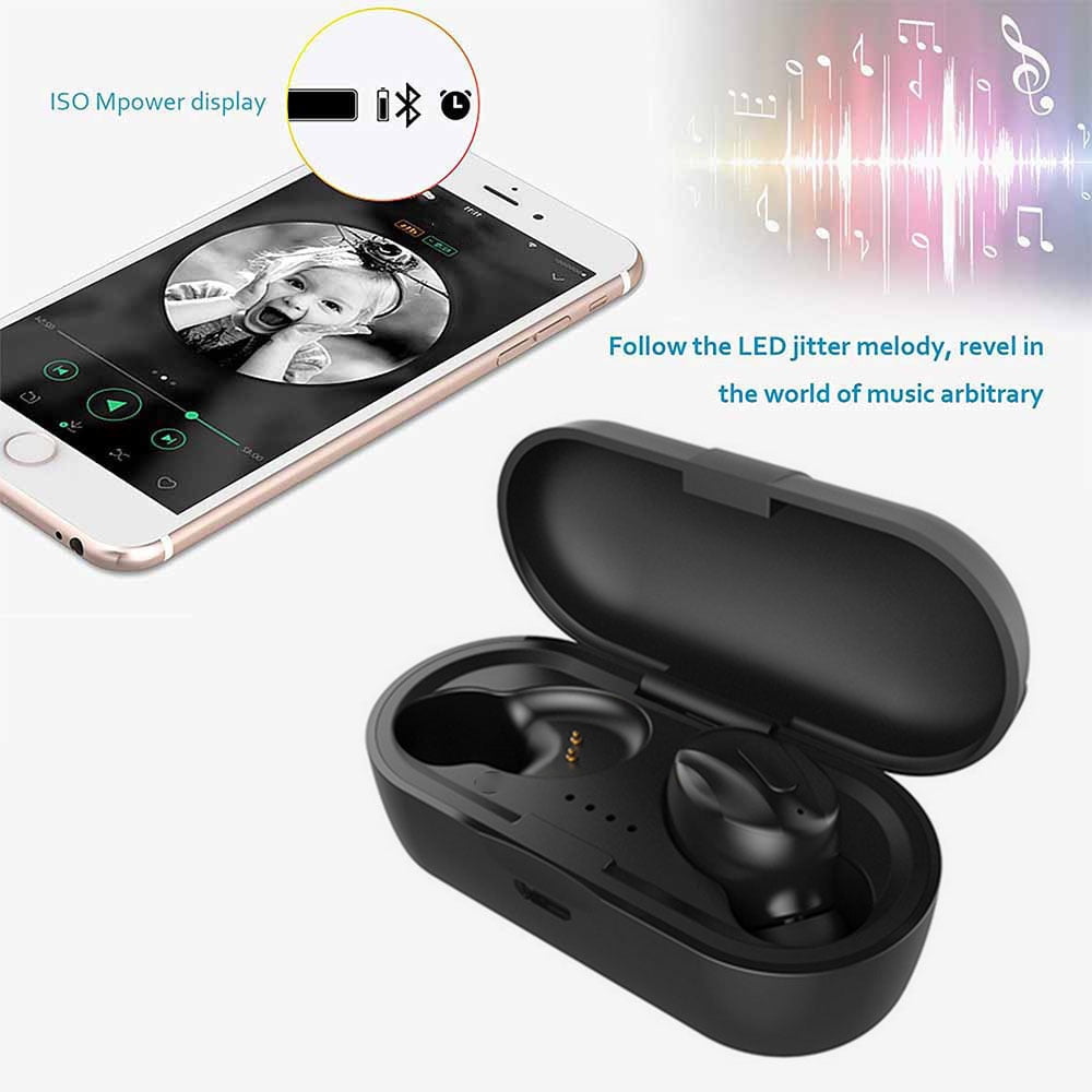 Bluetooth 5.0 Earbuds, Truly Wireless, with Microphone, TWS, Sports In-Ear Headphones, Mini Earphones, Hi-Fi Stereo Sound, with Portable Charging Case