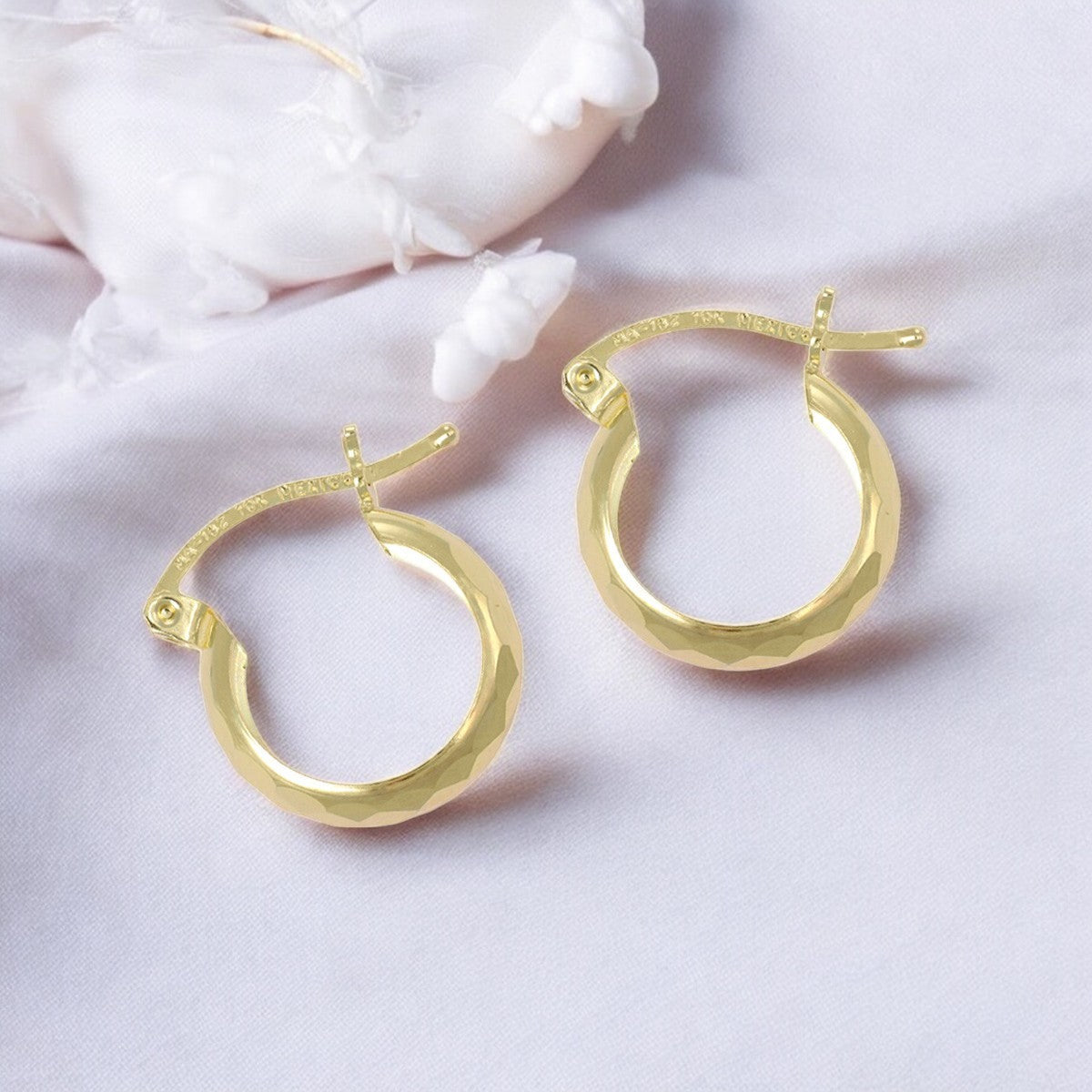 10k Gold Diamond Diamond Hoop Earrings