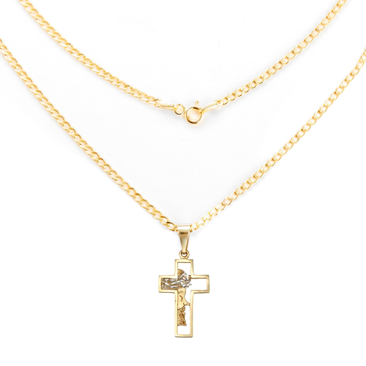 10k Gold Cross Necklace with Christ's Face