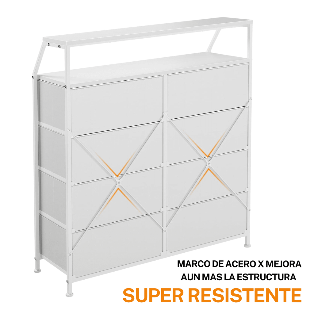 Organizador de Almacenamiento FABATO con Marco de Acero 8 Cajones 29 x 95 x 106 cm