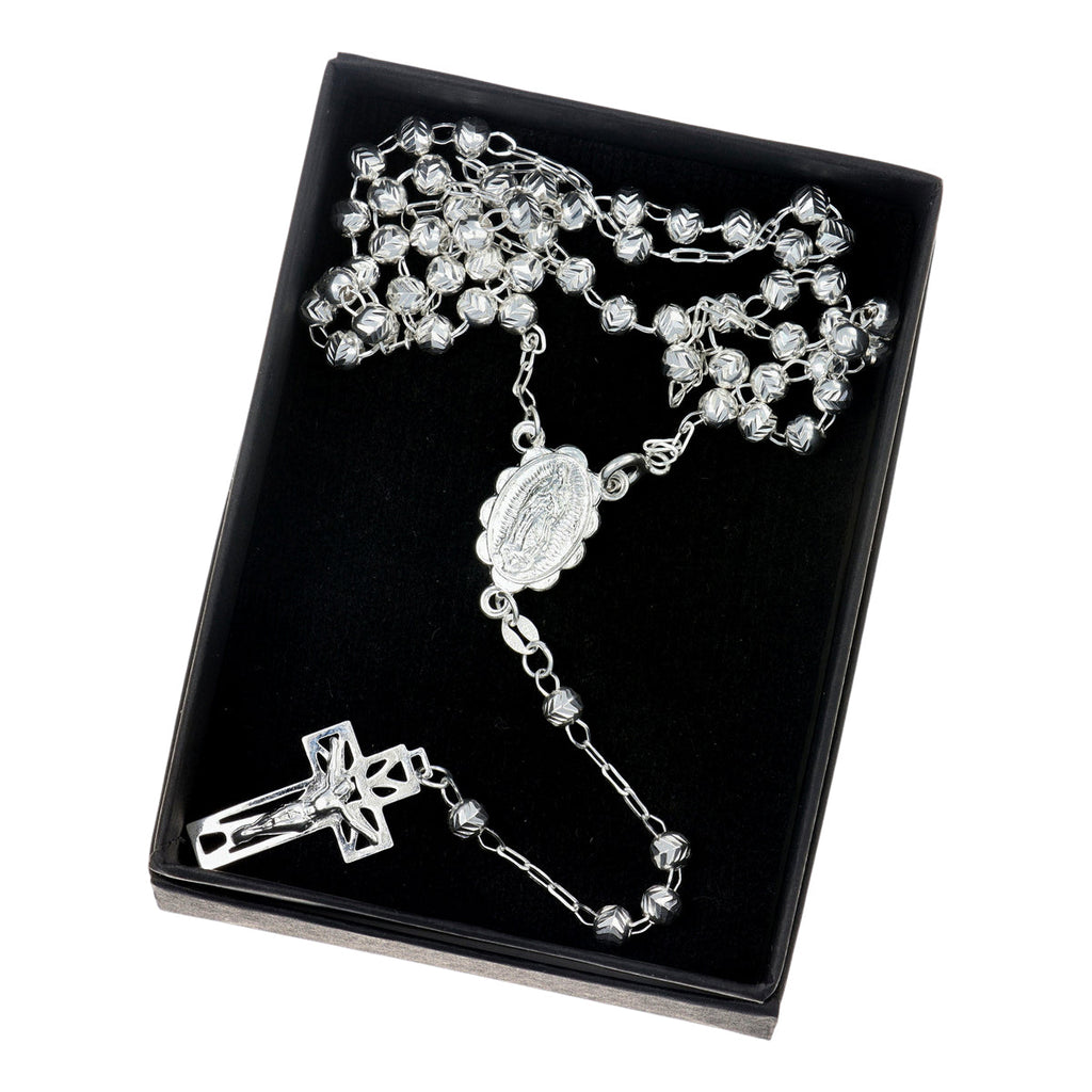 925 Sterling Silver Rosary With 55 Cm Diamond Ball