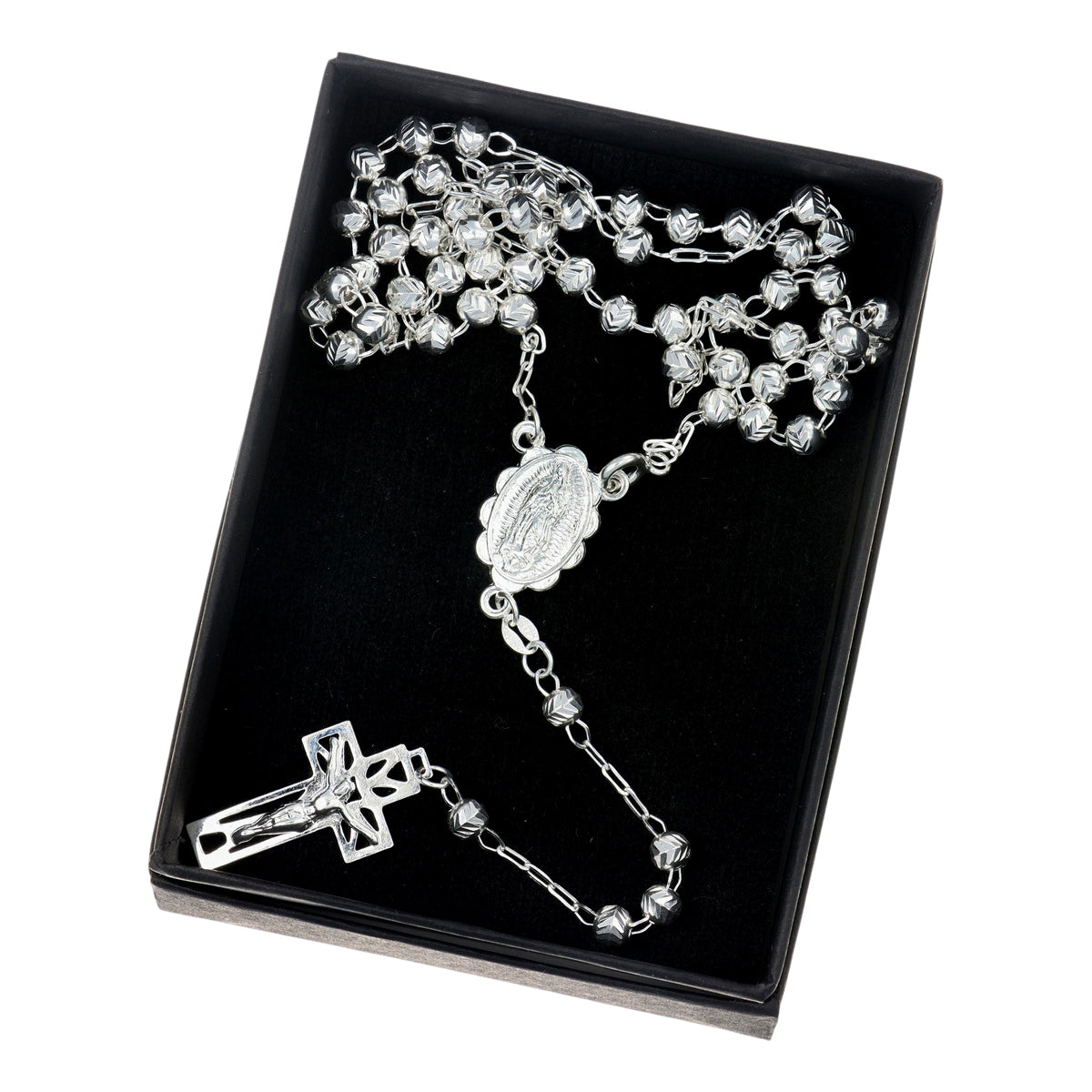 925 Sterling Silver Rosary With 55 Cm Diamond Ball