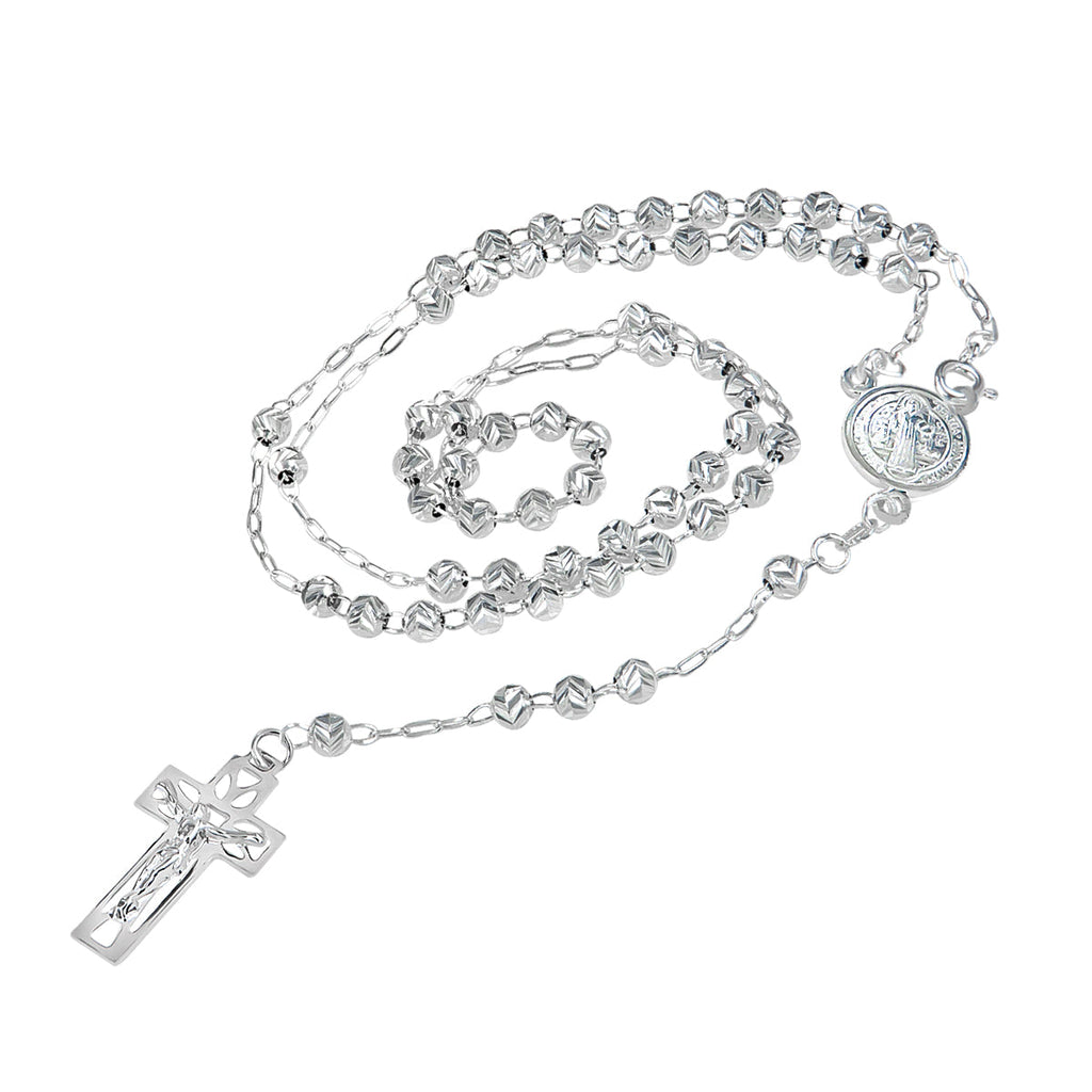 925 Sterling Silver Rosary With 55 Cm Diamond Ball
