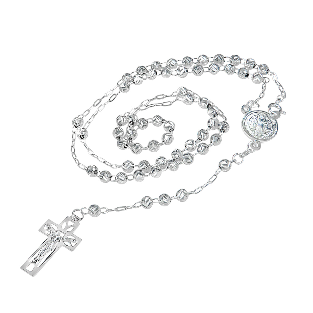 925 Sterling Silver Rosary With 55 Cm Diamond Ball