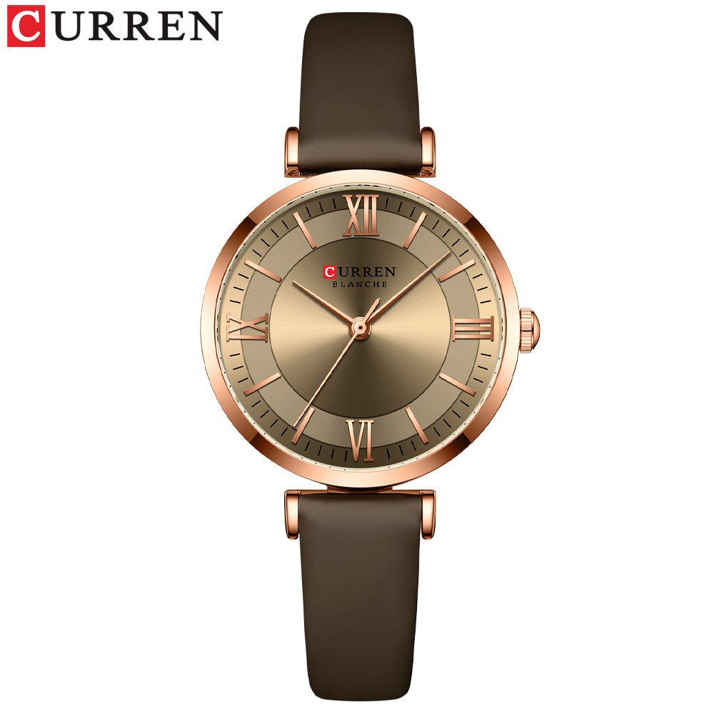 CURREN Women's Watches Top Luxury Brand Creative Simple Casual Sport Watch Leather Strap Fashion Waterproof 9079 XQ