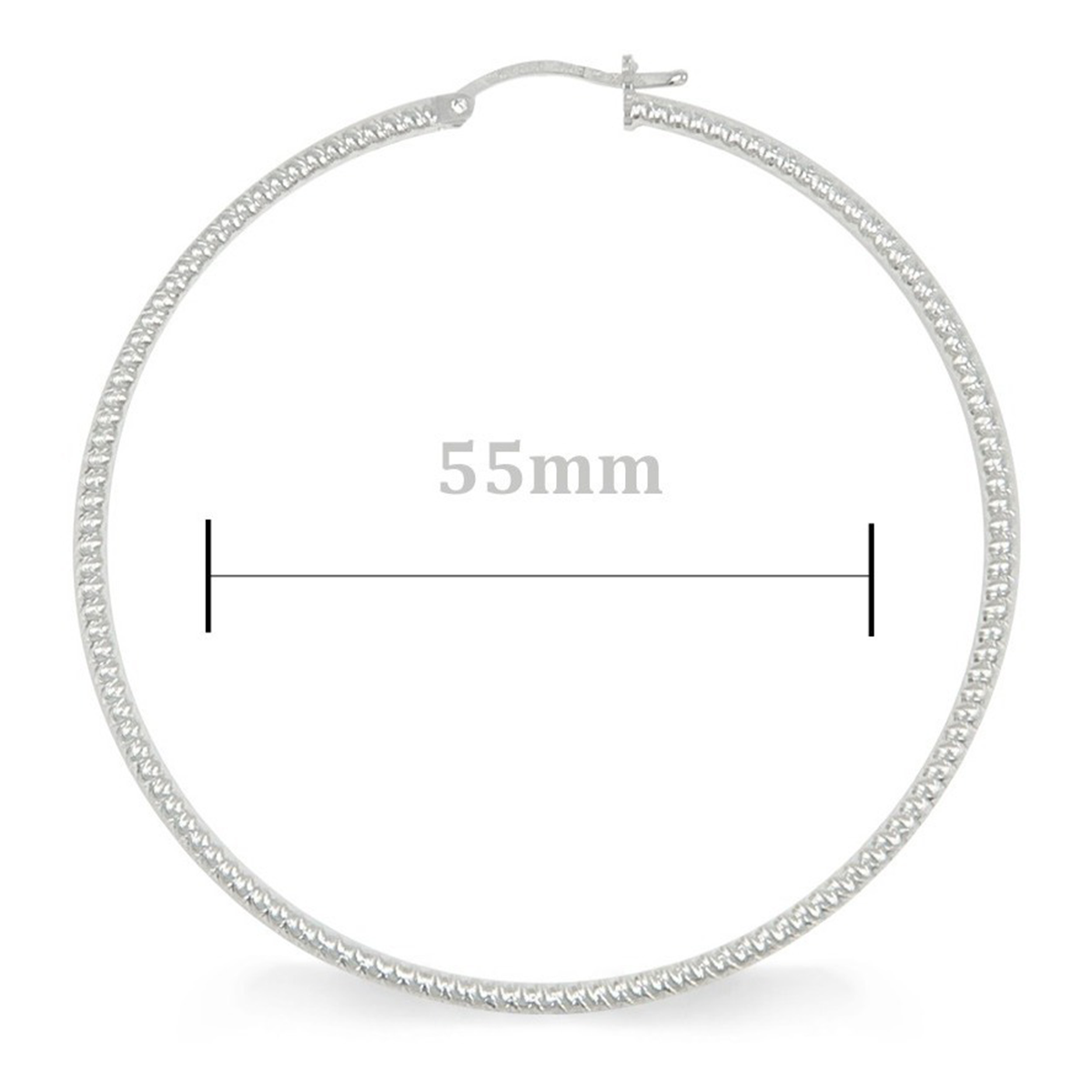 Candy 55mm Sterling Silver 925 Diamond Cut Hoop Earrings for Women