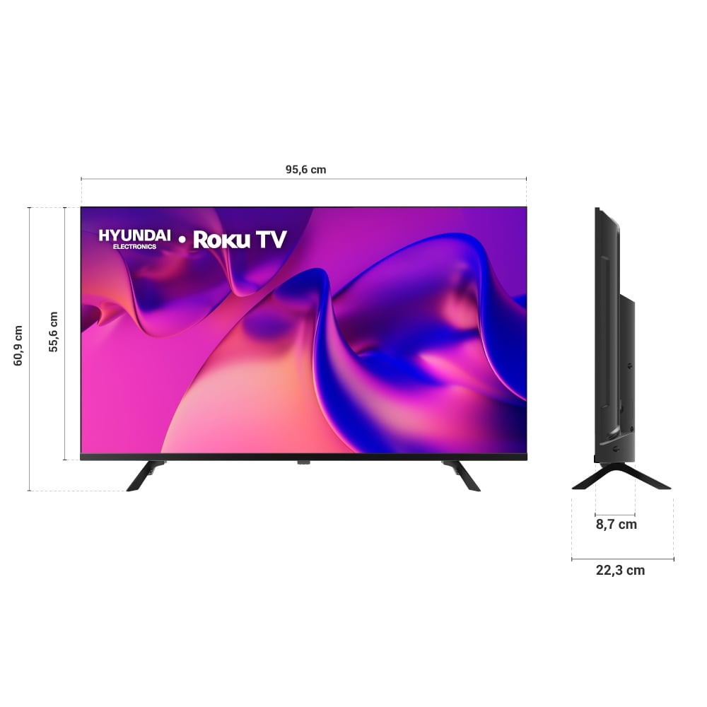 Hyundai HYLED4325RIM 43-inch LED Full HD Smart TV, Dolby Audio, Dual-Band WiFi, Roku Operating System. Compatible with Alexa, Apple AirPlay, and Google Home. Borderless Design (2025)