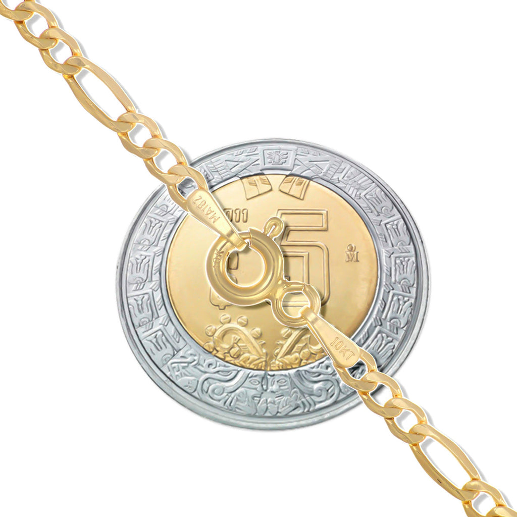 Solid Italian Figaro Chain, 10 Carat Gold, 2.6 mm, 55 cm