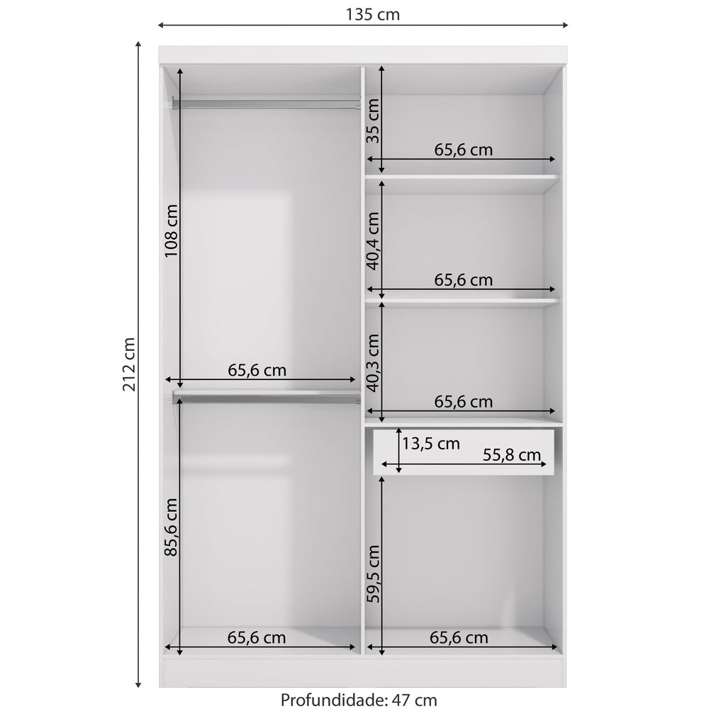 Kappesberg Single Wardrobe Closet with 4 Doors and 1 Drawer, White