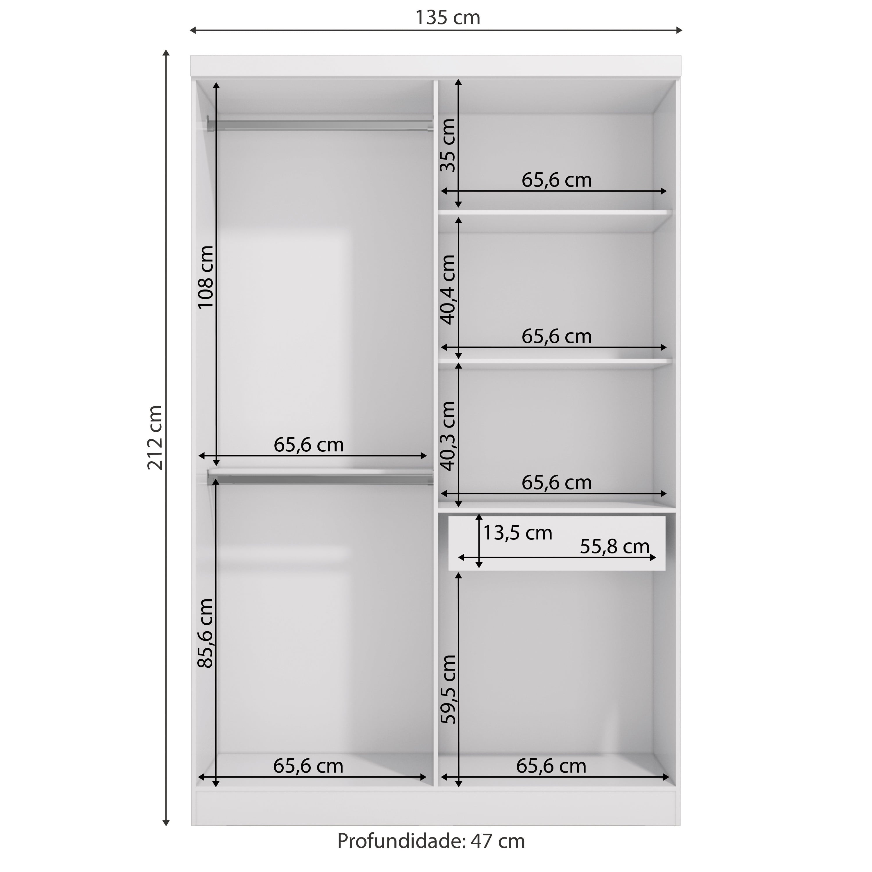 Kappesberg Single Wardrobe Closet with 4 Doors and 1 Drawer, White