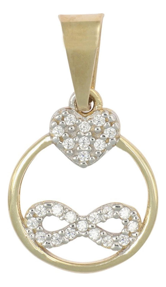 Dije De Corazón E Infinito Con Zirconia En Oro De 10k