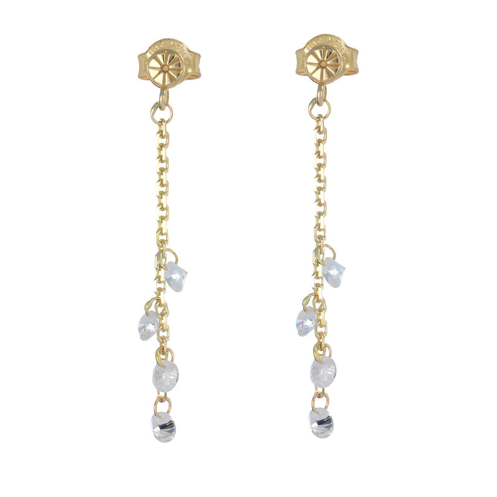 Aretes Para Mujer De Oro De 14k, 42 Mm Con Piedra Zirconia