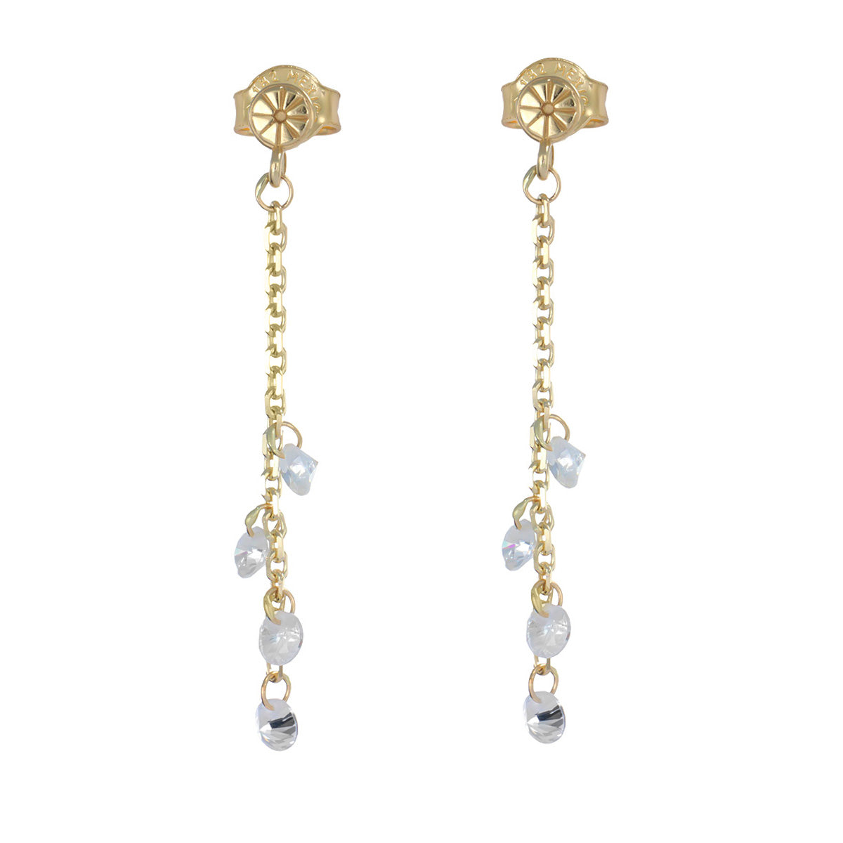 Women's 14k Gold Earrings, 42mm with Cubic Zirconia Stone