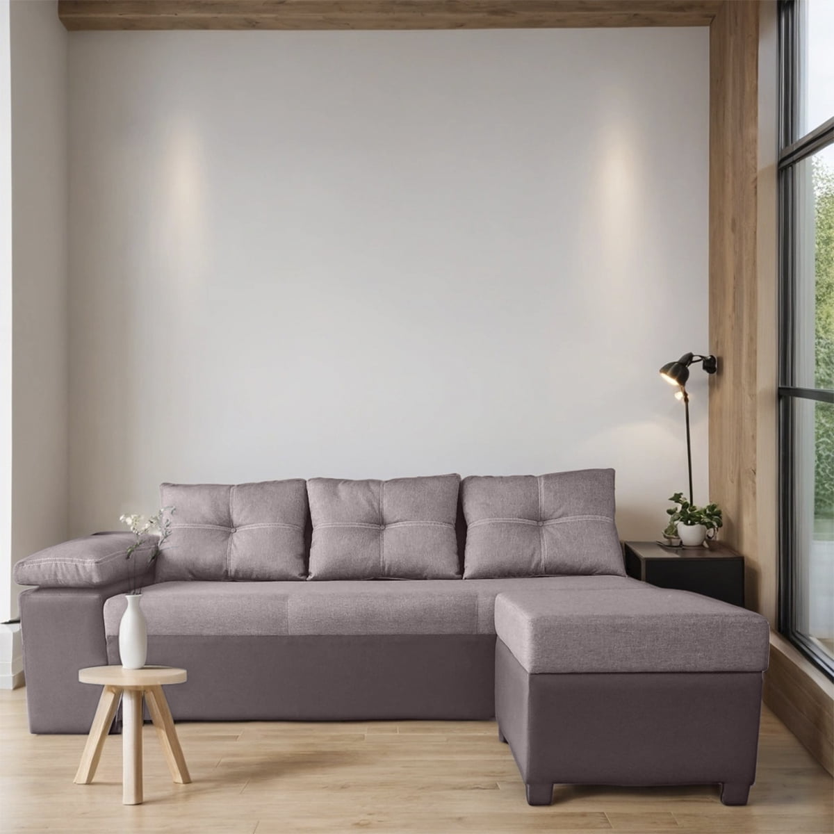 Isabela modular corner sofa (left and right) with included storage chest, Atlas del Descanso, gray color