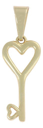 Dije De Llave En Forma De Corazón En Oro 10k 1.3 Grm