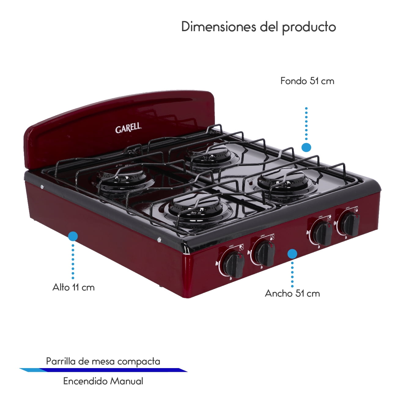 Garell PM4Q-T 4 Burner Gas Tabletop Grill