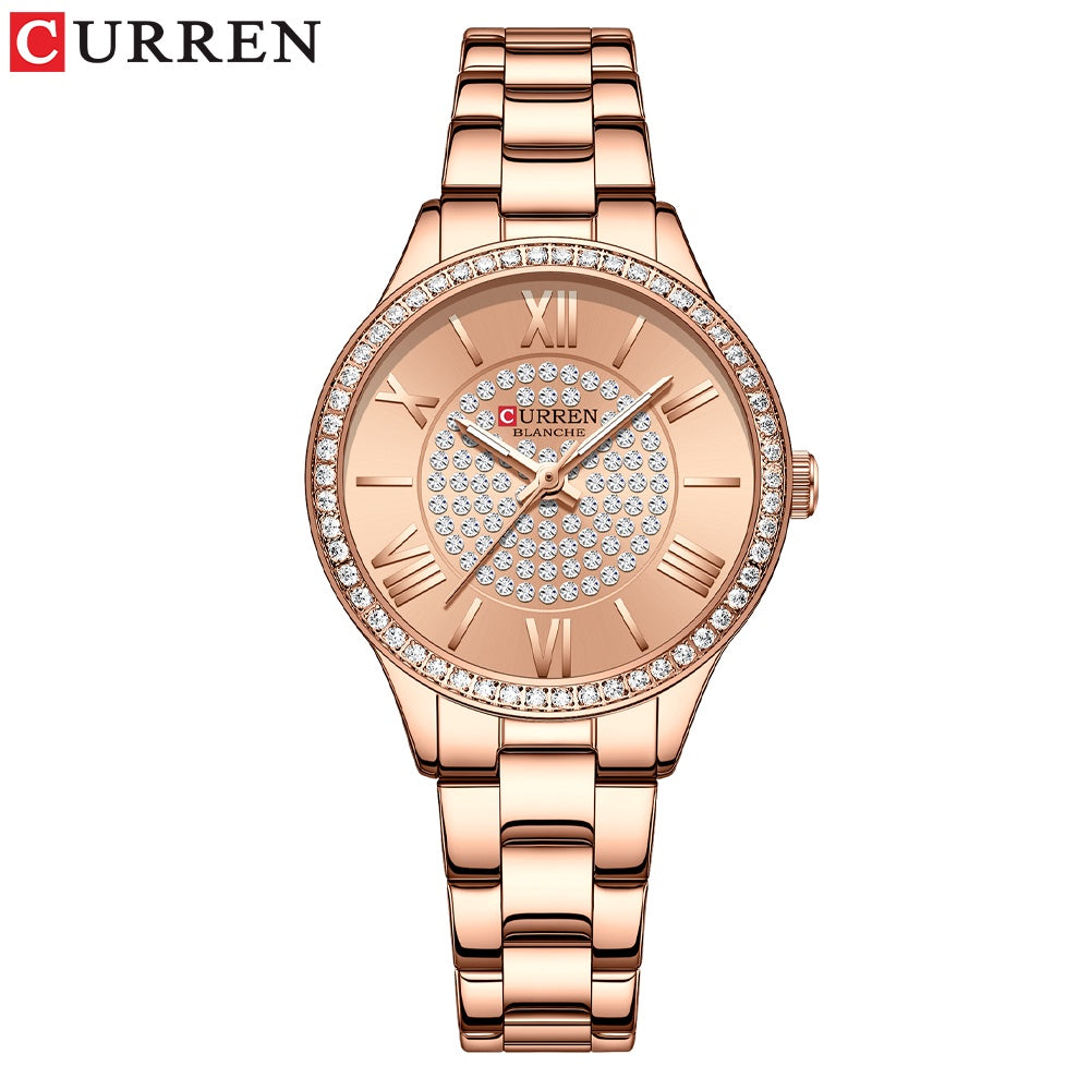 CURREN Women's Watch Original Brand Luxury Diamond Casual Business Quartz Stainless Steel Waterproof 9084 X No Box