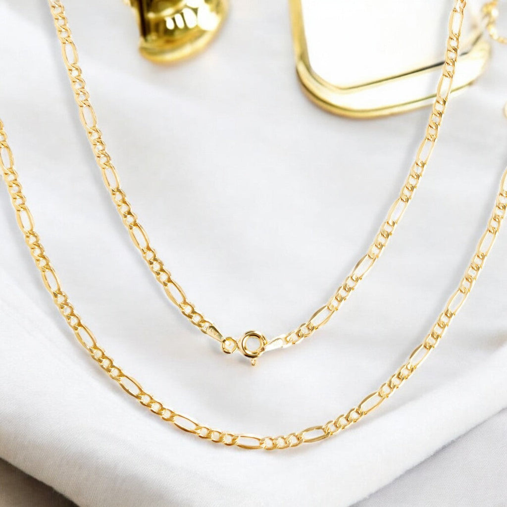 Solid 14 Carat Italian Figaro Chain 2mm, 45cm