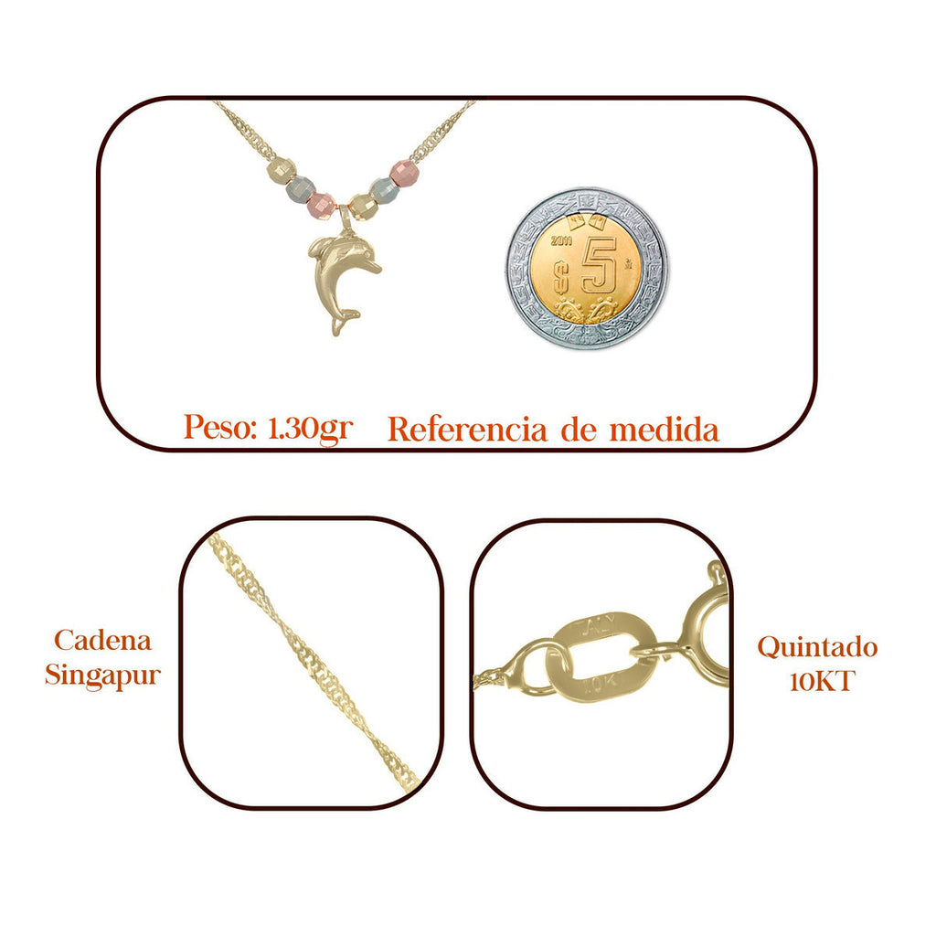 Italian 10k Dolphin and Tricolor Ball Choker