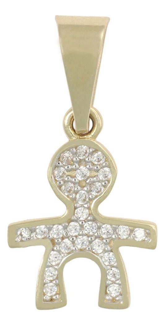 Child Figure Pendant with Cubic Zirconia in 10k Gold 1.0 Grm