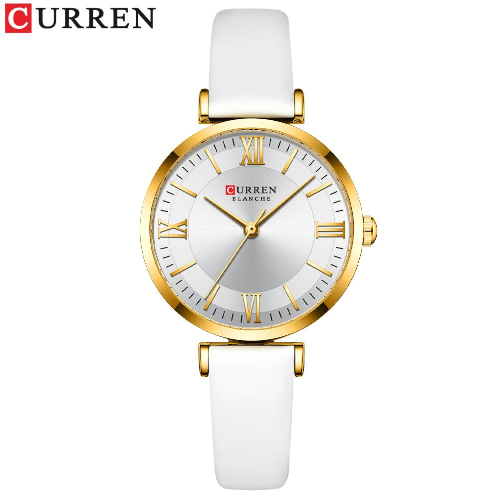 CURREN Women's Watches Top Luxury Brand Creative Simple Casual Sport Watch Leather Strap Fashion Waterproof 9079 XQ