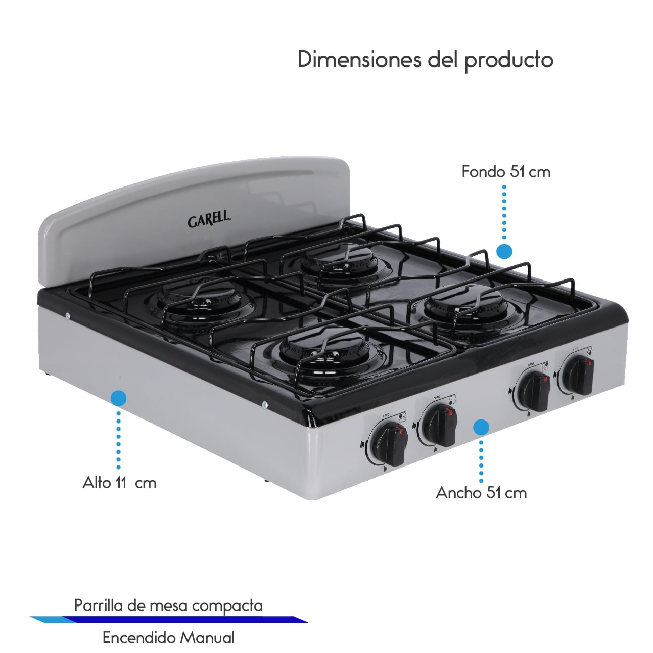 Garell PM4Q-G 4 Burner Gas Tabletop Stove Grill