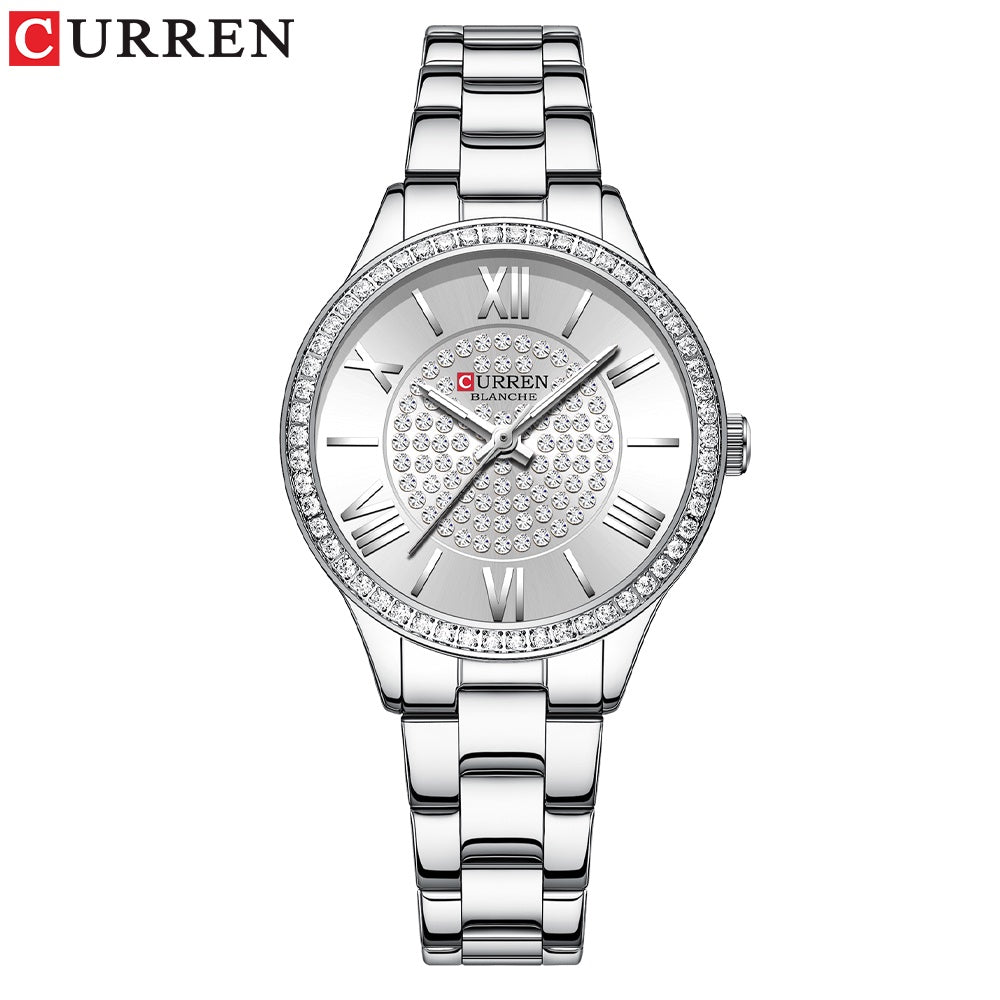 CURREN Women's Watch Original Brand Luxury Diamond Casual Business Quartz Stainless Steel Waterproof 9084 X No Box