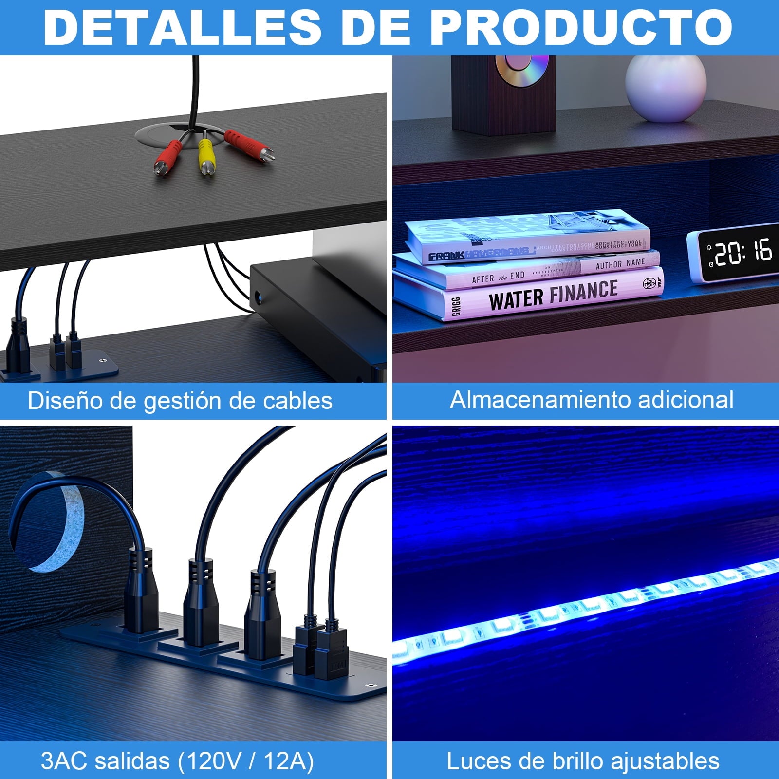 FABATO 70cm Floating Wall TV Unit with 4 Connections