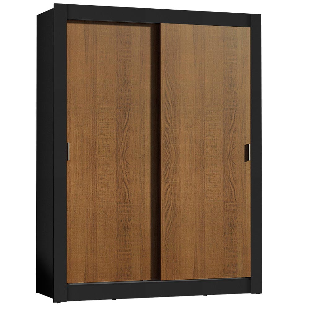 Madesa Denver Wardrobe Closet with 2 Sliding Doors, Brown/Black