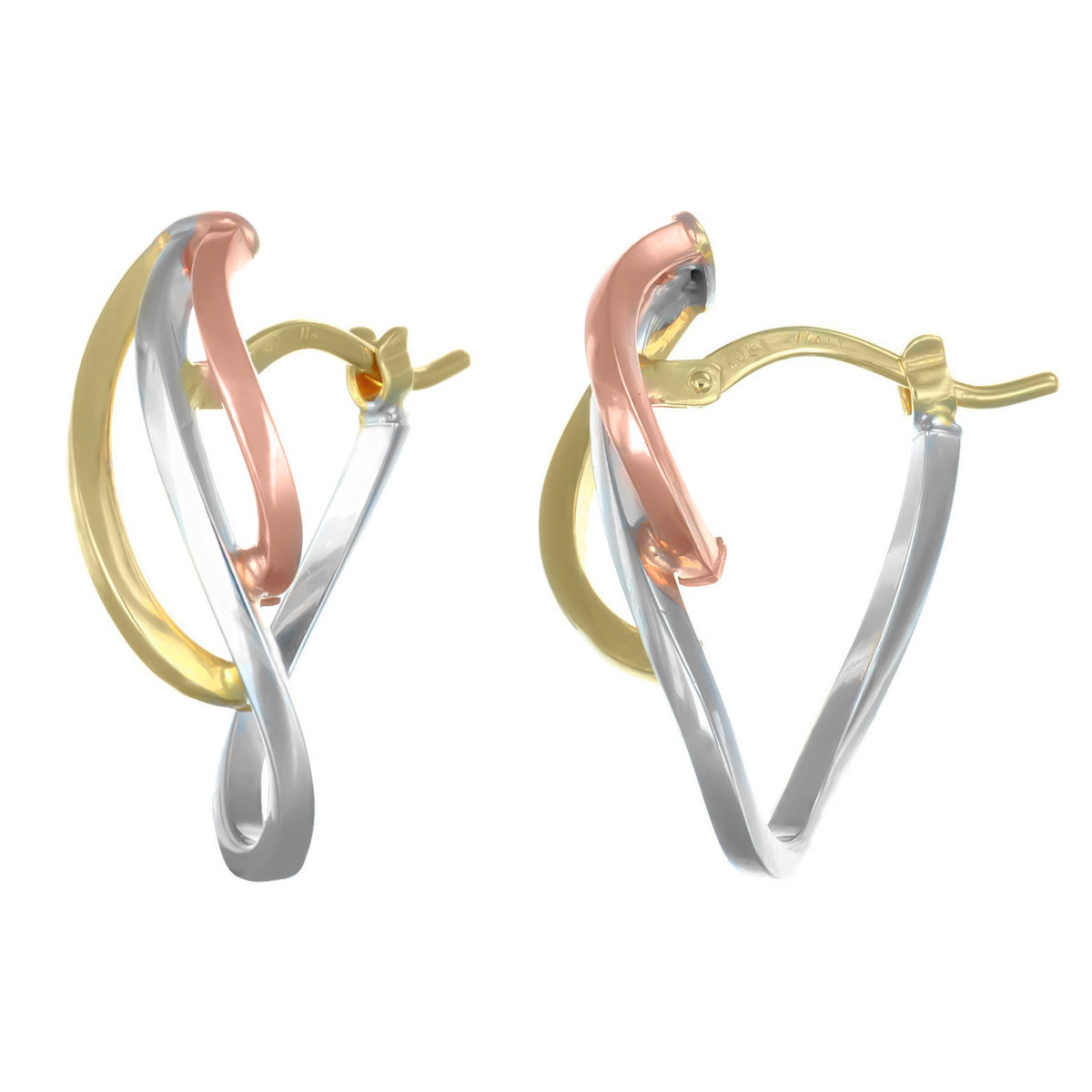 10-karat gold twisted hoop earring in three colors