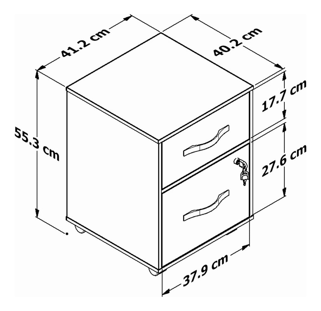 Essential 2-Drawer Letter-Size Filing Cabinet, One Drawer with Lock, 4 Wheels, Playcon Textured Laminate Top