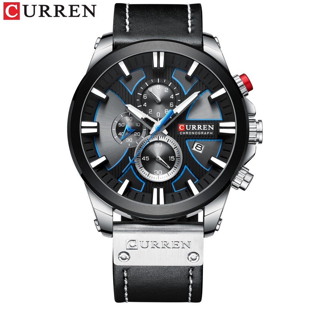 Curren Men's Waterproof Multifunctional Quartz Watch with Calendar and Leather Strap 8346 xs