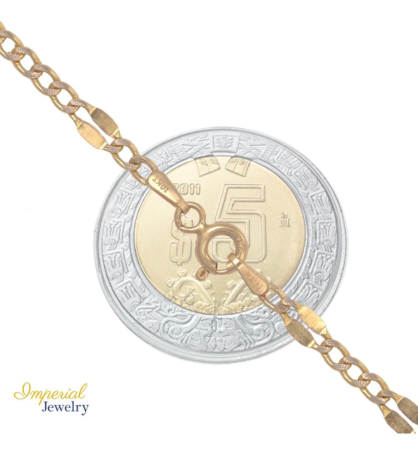 Italian 3x1 Serpentine Bracelet, 10 Carat 2mm, 21.5cm