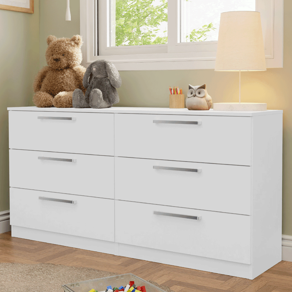 Cómoda Madesa Infantil Con 6 Cajones Para Dormitorio Blanco