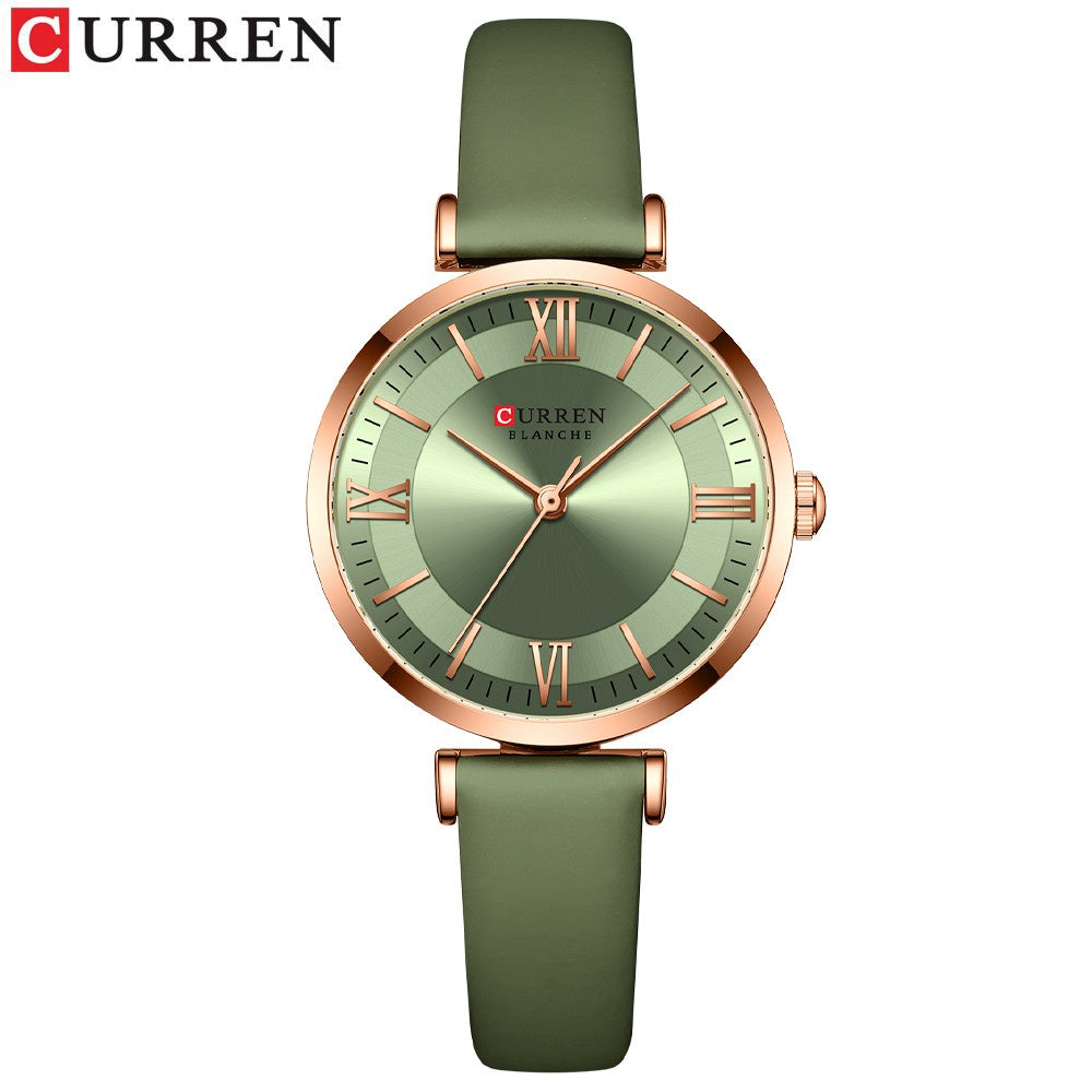 CURREN Women's Watches Top Luxury Brand Creative Simple Casual Sport Watch Leather Strap Fashion Waterproof 9079 XQ