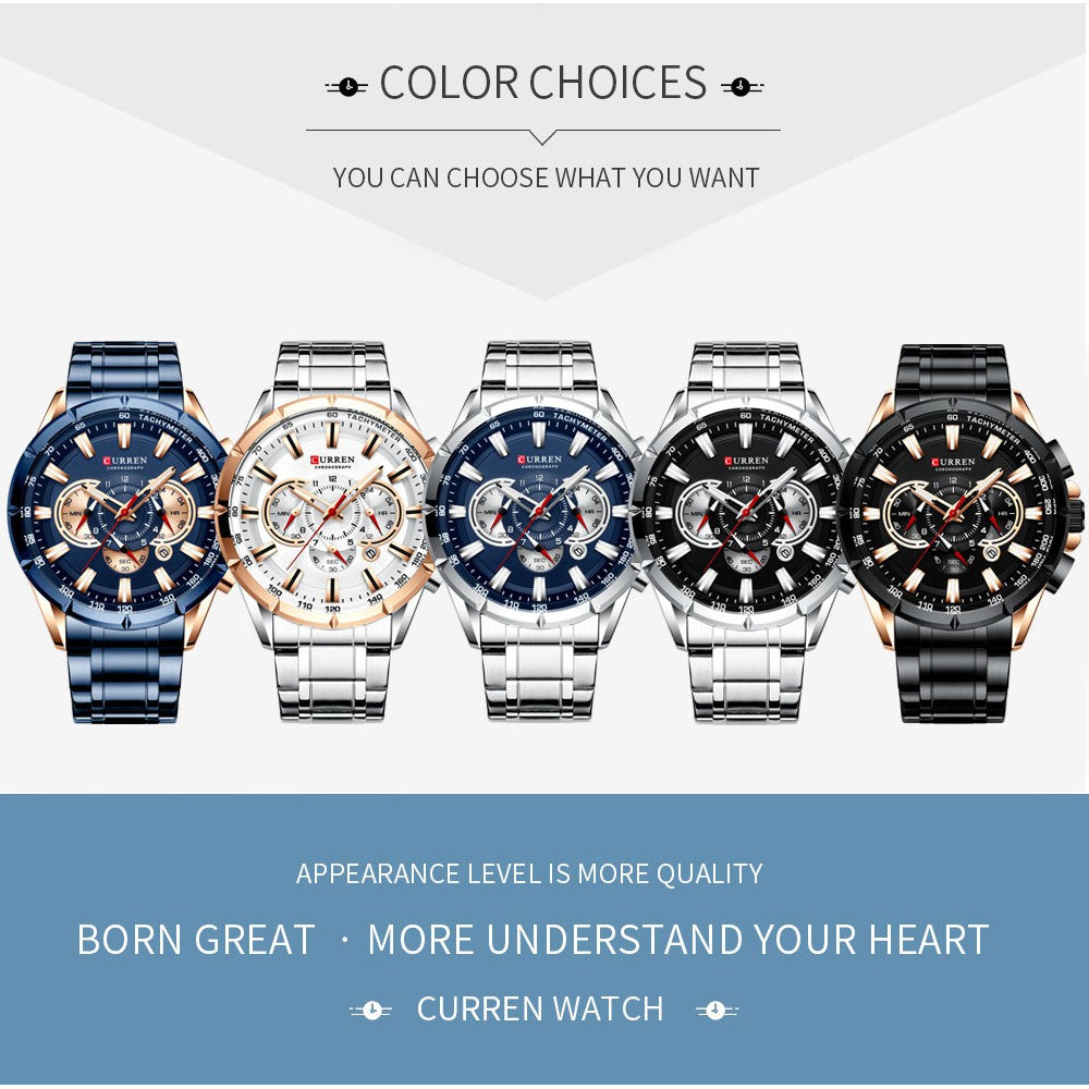 Curren New Quartz Watch with Sport Chronograph in Stainless Steel Curren New Quartz Watch with Luminous Hands 8363
