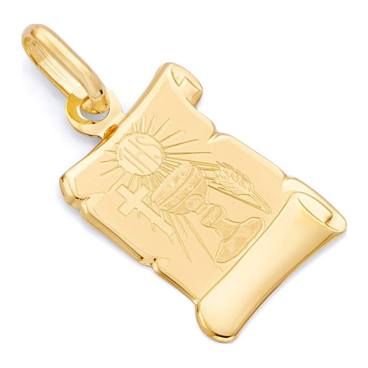 14k Italian Gold Laser Engraved Medal with Cup Image