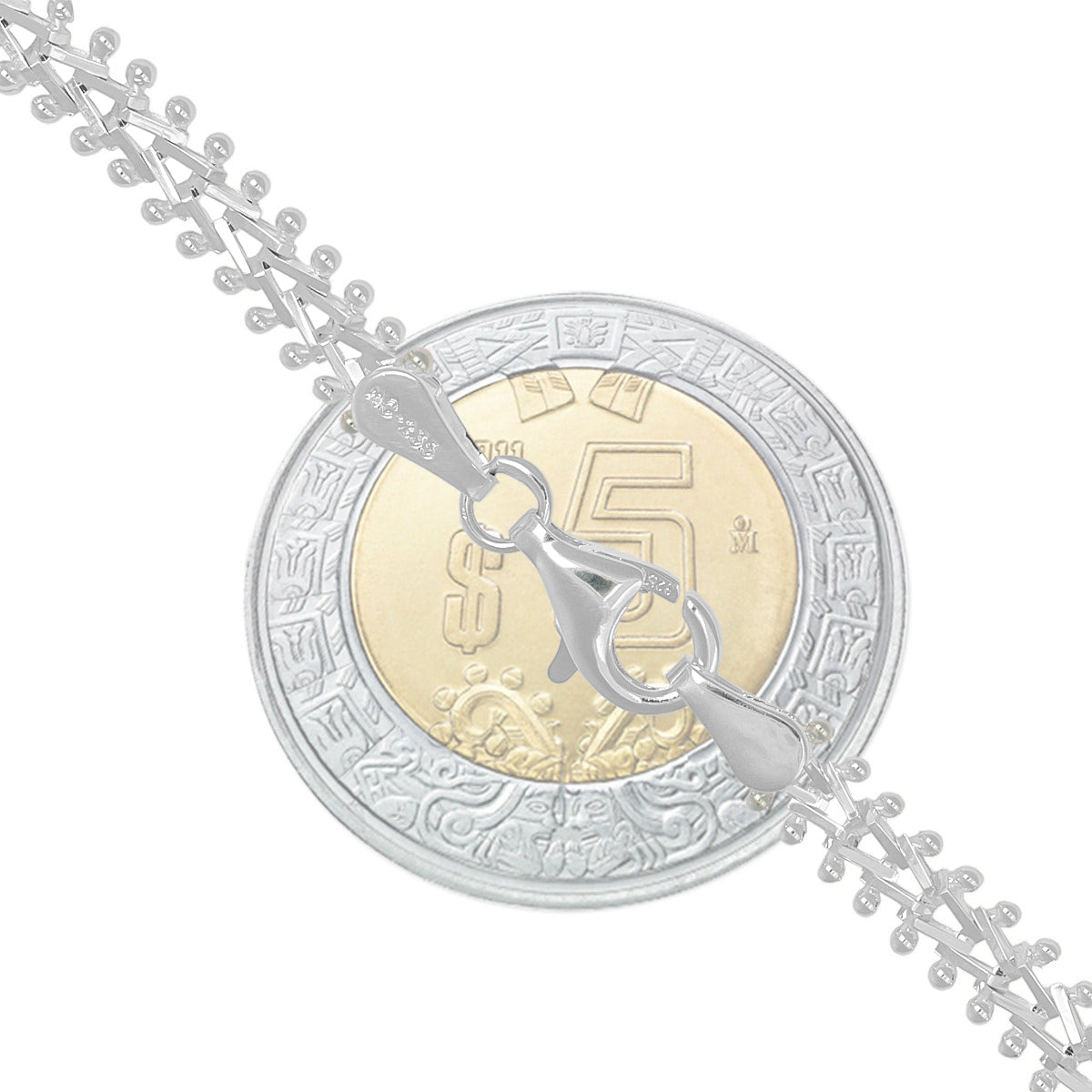 925 Sterling Silver Bracelet, Woven Style, for Women with Medal