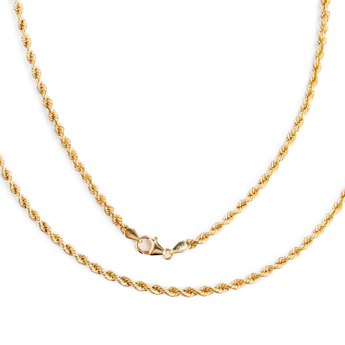 10k Italian Gold Hollow Twisted Chain, 3.2mm Gauge, 55cm