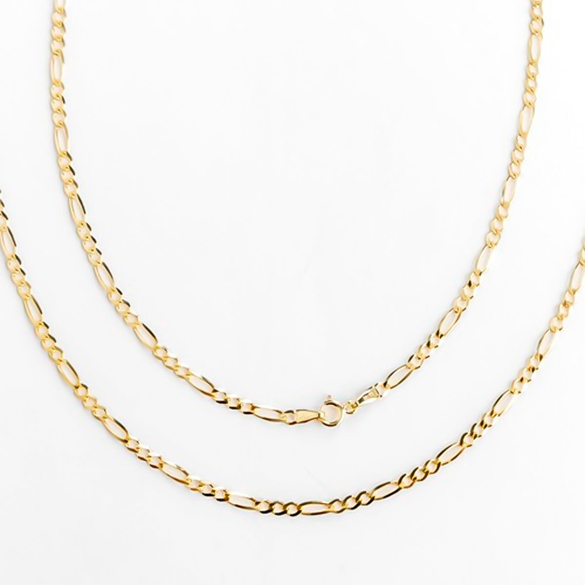 Solid Italian Figaro Chain, 10 Carat Gold, 2.6 mm, 55 cm