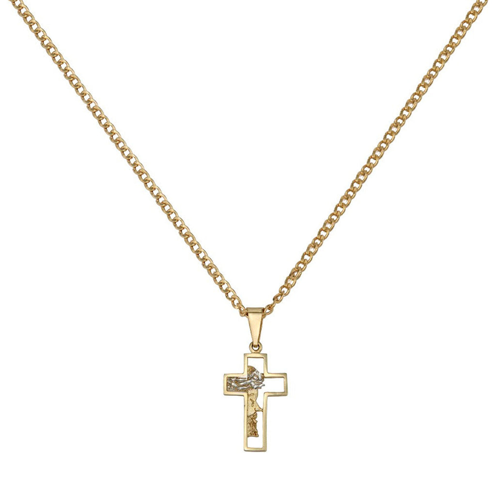 10k Gold Cross Necklace with Christ's Face