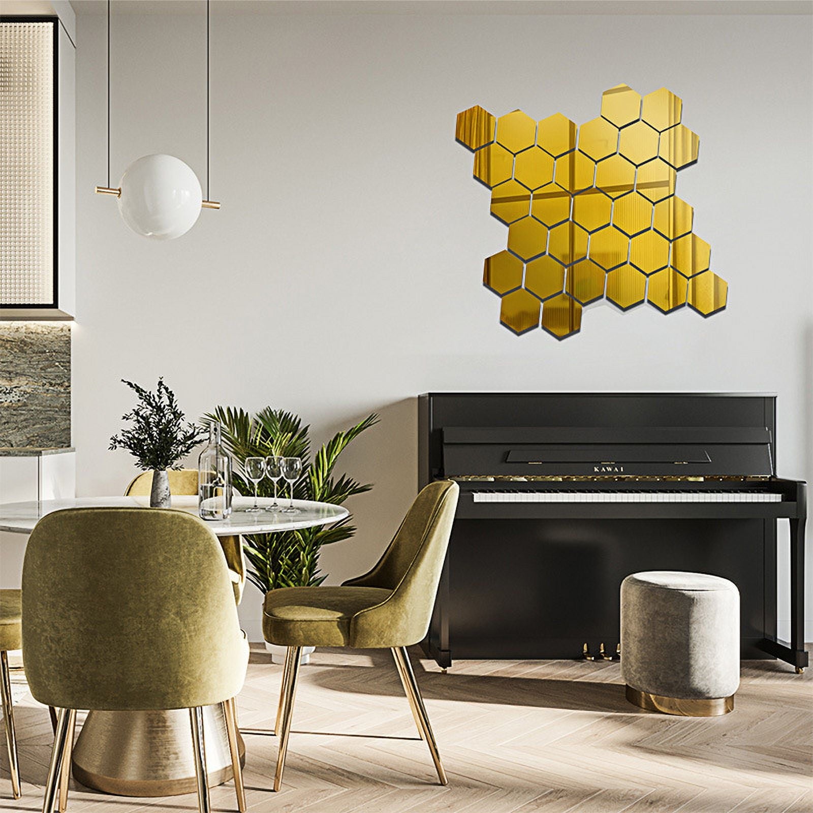 Self-adhesive hexagonal paper wall mirror, wall mirror, decoration, home sewing, soft full-length mirror