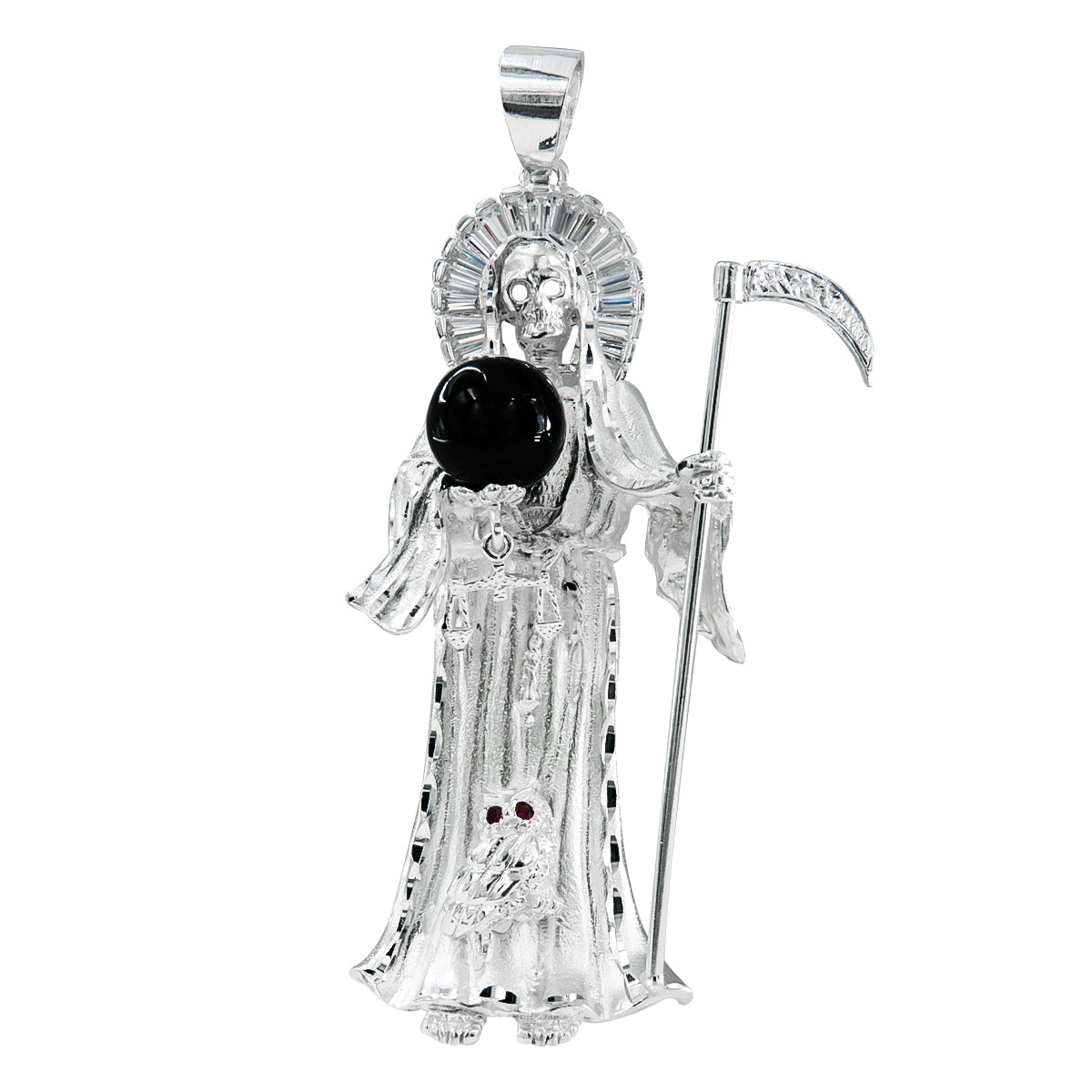 Santa Muerte Pendant in 925 Silver, 2.7cm
