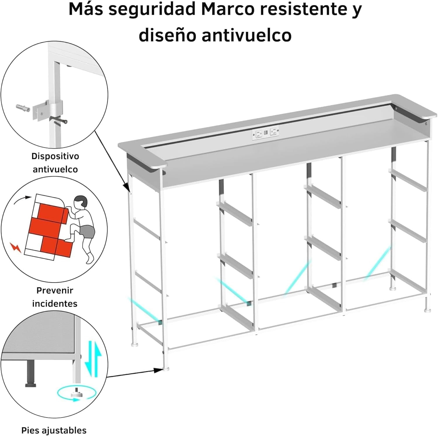 FABATO 9-Drawer Organizer Chest with LED Light and Charging Station