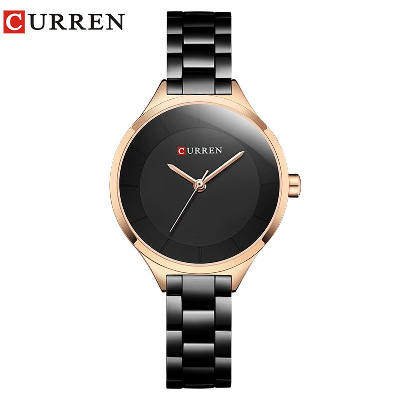 Curren Women's Stainless Steel Watch with Gold Strap, Luxury Fashion, All-Match, Simple 9015 X