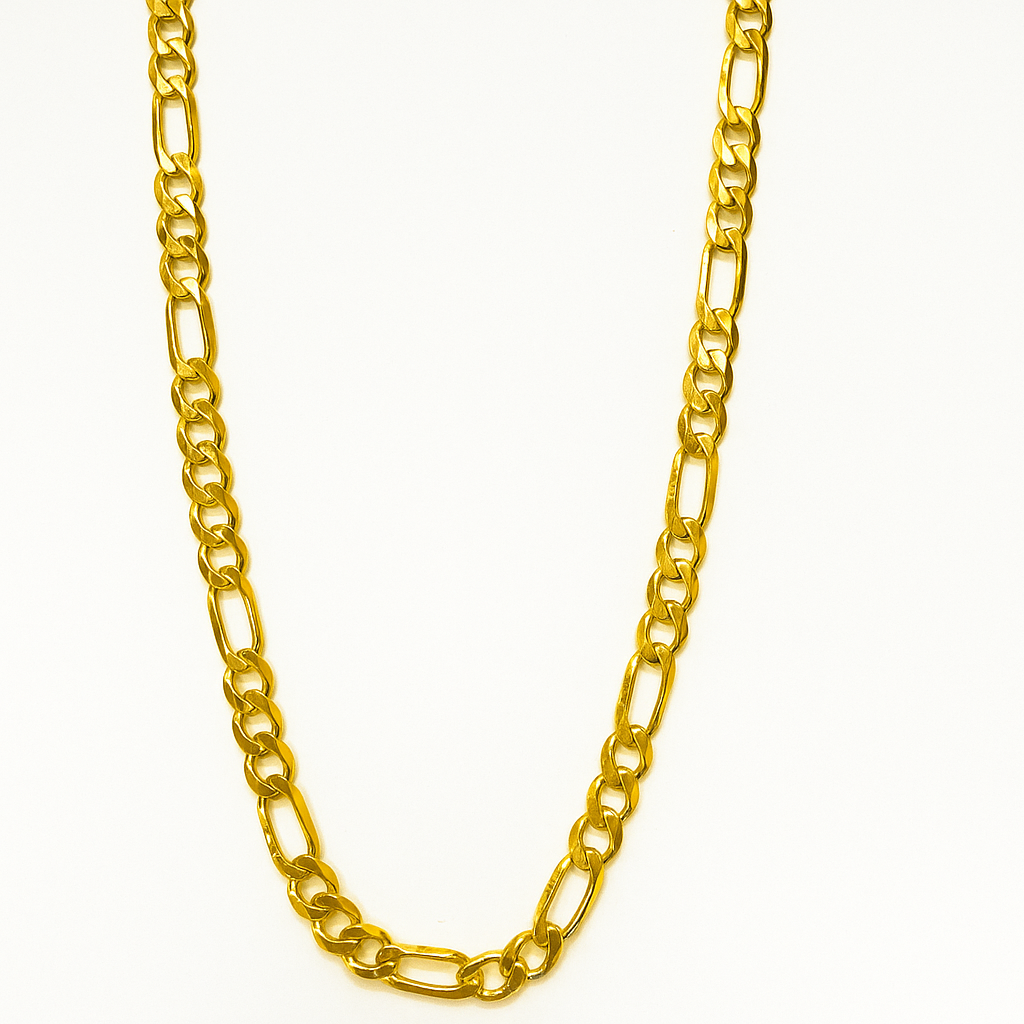 925 Sterling Silver 3x1 Figaro Style Chain, 5.1mm Gauge, in 5 Colors